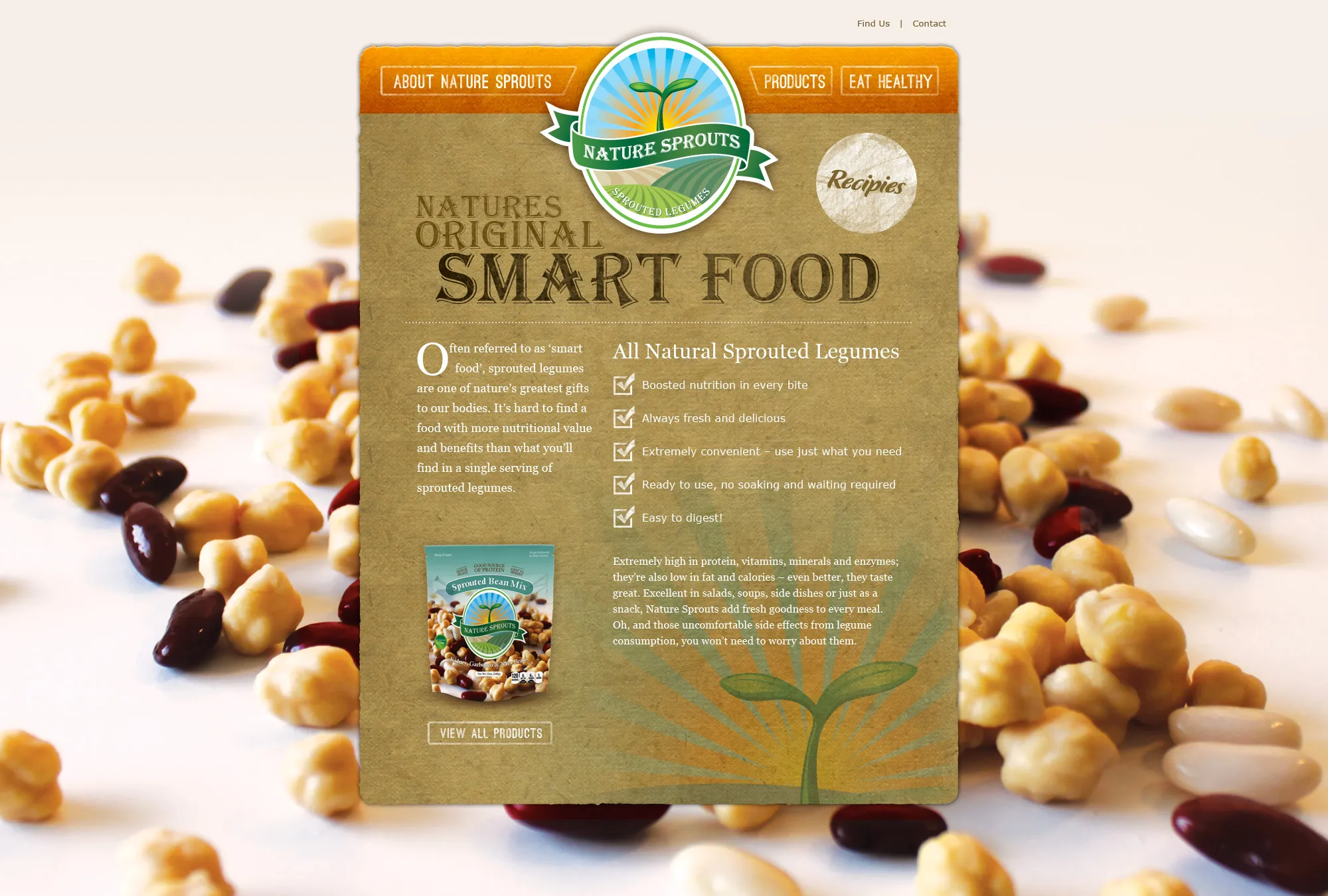 Nature Sprouts homepage layout