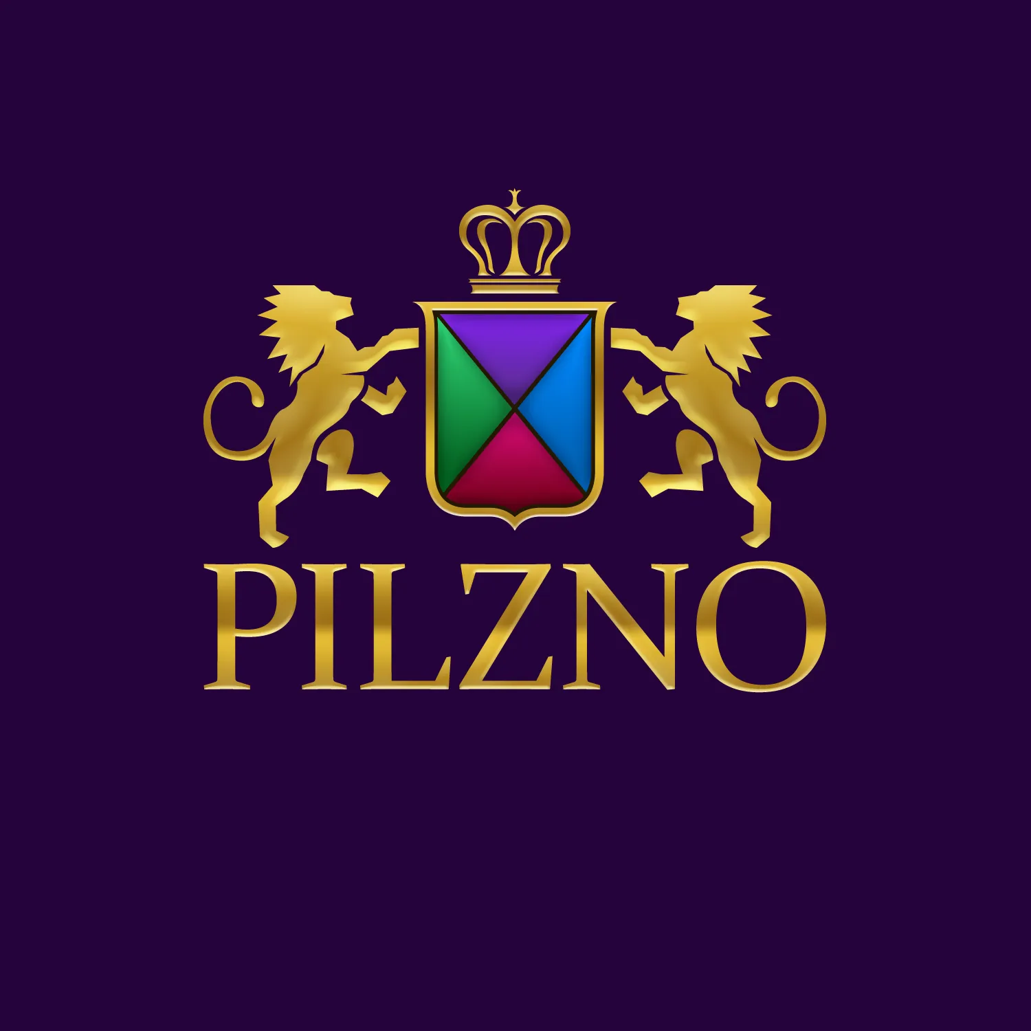 Pilzno brand identity across logo iterations and collateral
